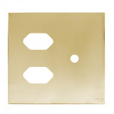 Placa p/ 2 Tomadas + Furo 4x4 - Novara Glass Dourado